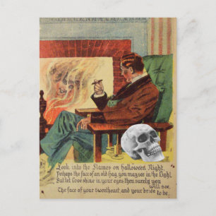 Trophy Skull Ghost Spirit Fireplace Vykort