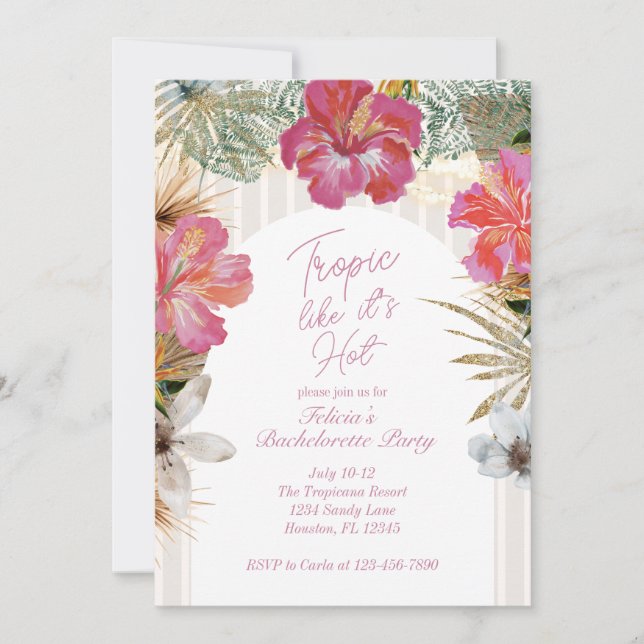 Tropic Like It’s Hot Bachelorette Invitation Inbjudningar (Framsida)