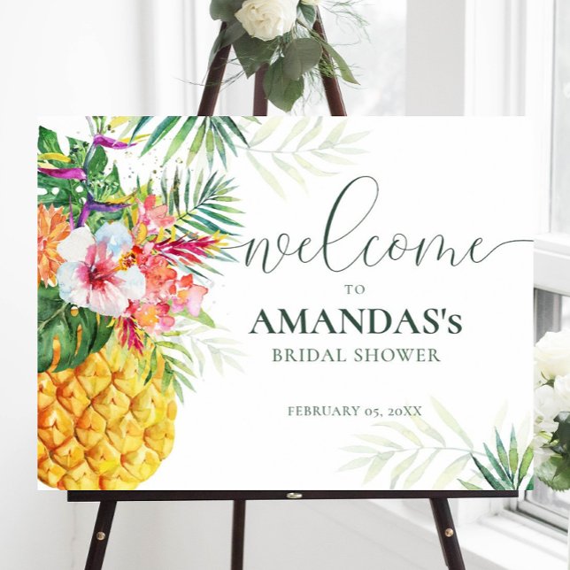 Tropica Ananas Fågel Bröllopsdop Välkomstskylt Poster (Skapare uppladdad)