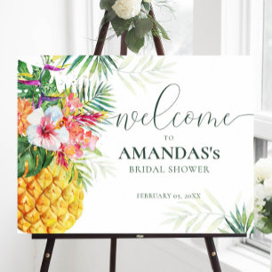Tropica Ananas Fågel Bröllopsdusch Välkomstskylt Poster