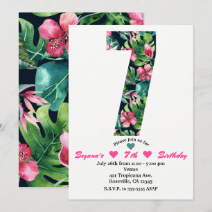 Tropical 7 Seven Sjunde Födelsedagsfest Inbjudan