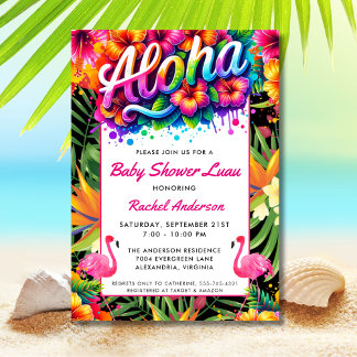 Tropical Aloha Baby Shower Luau  Inbjudningar