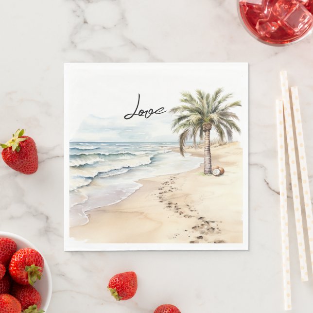 Tropical Aloha Beach Coconuts Handflatan Träd Pappersservett (Insitu)