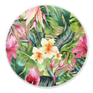 Tropical Aloha Blommigt Luau Summer Lövs Kraft Knopp