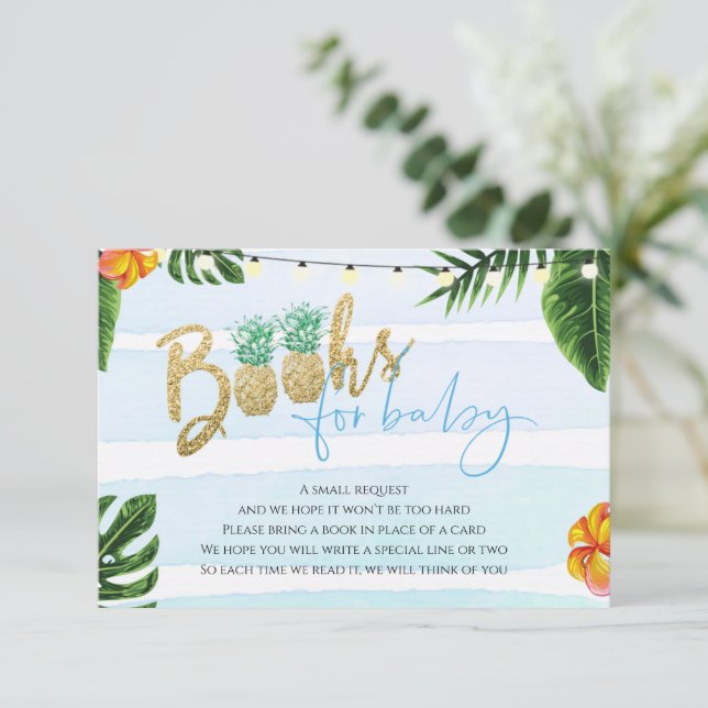 Tropical Aloha Boy Shower Bokar för Baby Card Inbjudningar (Stående Fram)