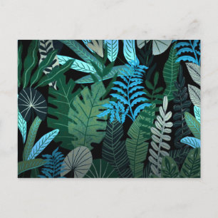 Tropical Aloha Exotic Blue Jungle Mönster vid natt Vykort