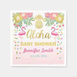 Tropical Aloha Flamingo Baby Shower Pappersservett