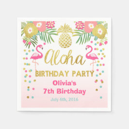 Tropical Aloha Flamingo Birthday Pappersservett