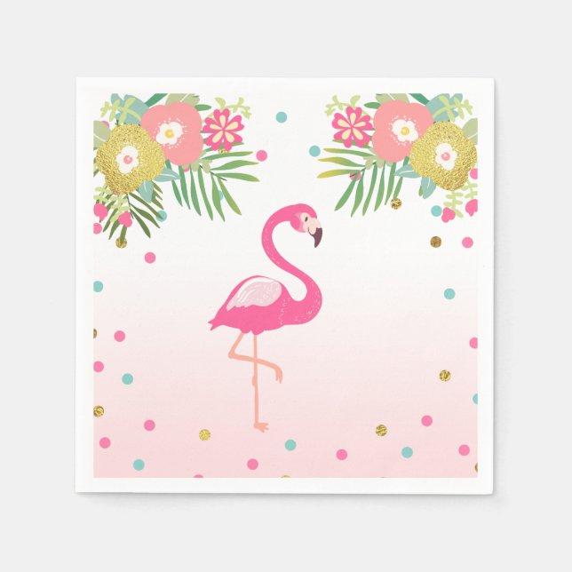 Tropical Aloha Flamingo Papper Napkins Birthday Pappersservett (Framsidan)