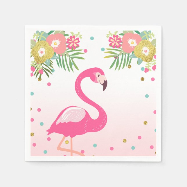 Tropical Aloha Flamingo Papper Napkins Birthday Pappersservett (Framsidan)