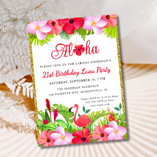Tropical Aloha Luau Birthday Luau-inbjudan Inbjudningar