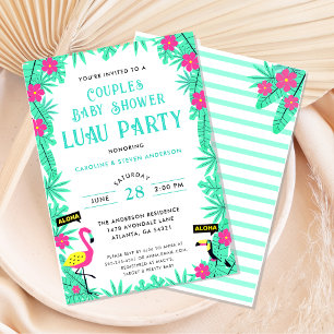 Tropical Aloha Par Baby Shower Luau Inbjudningar