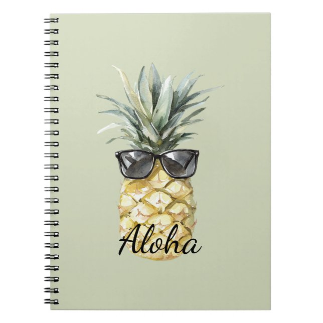 Tropical Aloha Pineapple with Sunglasses Anteckningsbok (Framsidan)
