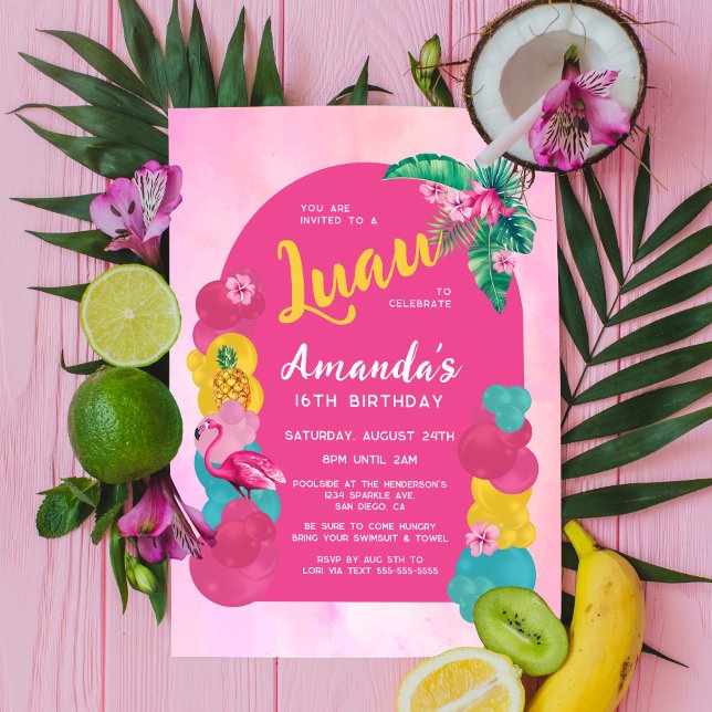 Tropical and Colorful Luau Inbjudningar (Skapare uppladdad)