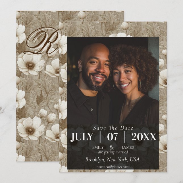 Tropical Anemone Countryside Wedding Save the Date (Fram/baksida)