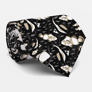 Tropical Angelfish Mönster Black och Grått Slips