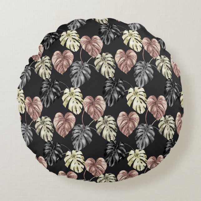 Tropical Animal Print &Grey Series Design 31 Rund Kudde (Framsidan)