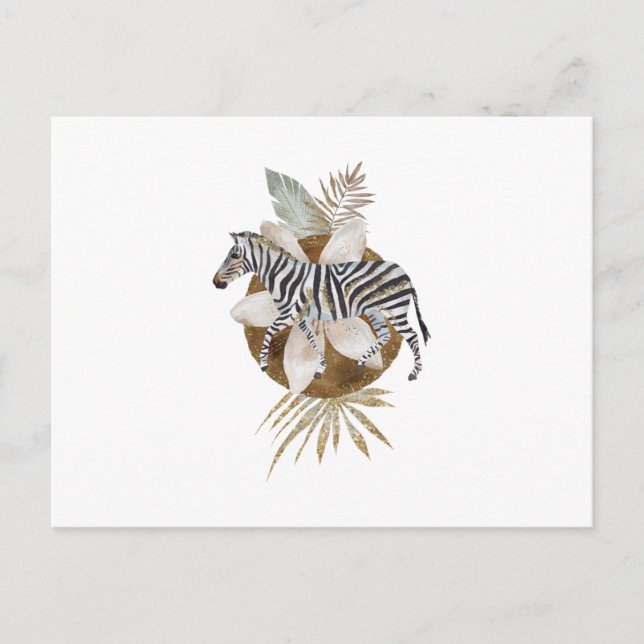 Tropical Animal Zebra-Watercolor Vykort (Framsida)