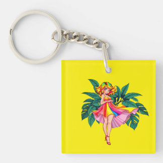 Tropical Anime-flicka regnbågsdräkt Fyrkantig Akry