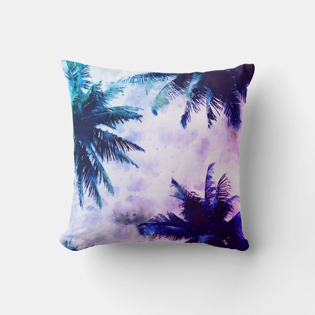 *~* Tropical AP25 Exotic Beach Handflatan Träd Kudde (Framsida)
