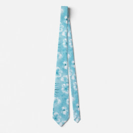 Tropical Aqua White Orchids Hibiscus Blommigt Slips