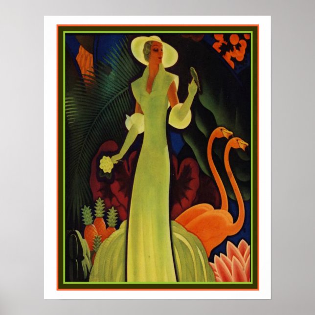 Tropical Art Deco Print by William P. Welsh 16x20 Poster (Framsidan)