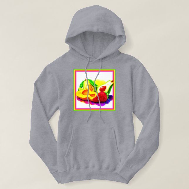 Tropical Avocado, Strawberry och Mango. Köp nu Hoodie (Design framsida)