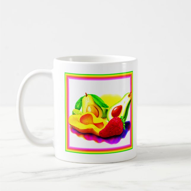 Tropical Avocado, Strawberry och Mango. Köp nu Kaffemugg (Vänster)
