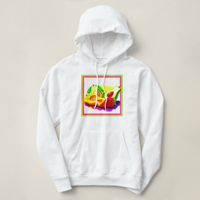 Tropical Avocado, Strawberry och Mango. Köp nu T Shirt (Design framsida)