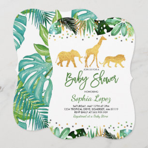 Tropical Baby Shower-inbjudan för jungle Baby Show Inbjudningar