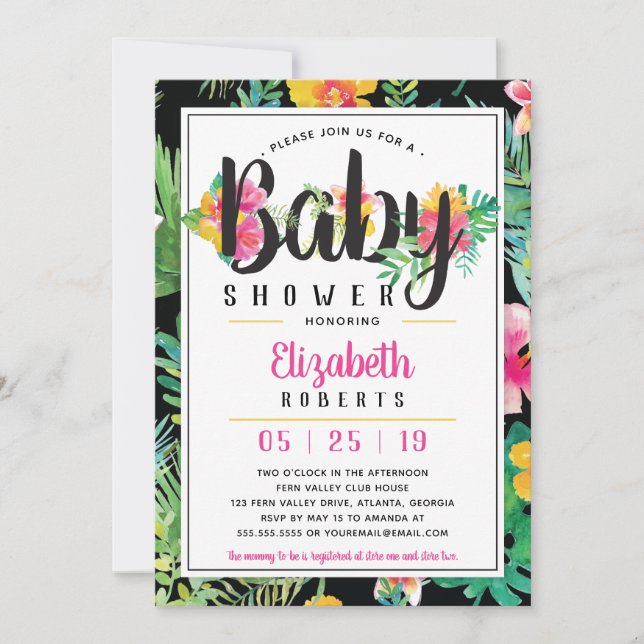 Tropical Baby Shower-inbjudan, Luau Inbjudningar (Framsida)