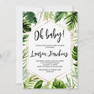 Tropical Baby Shower Inbjudningar