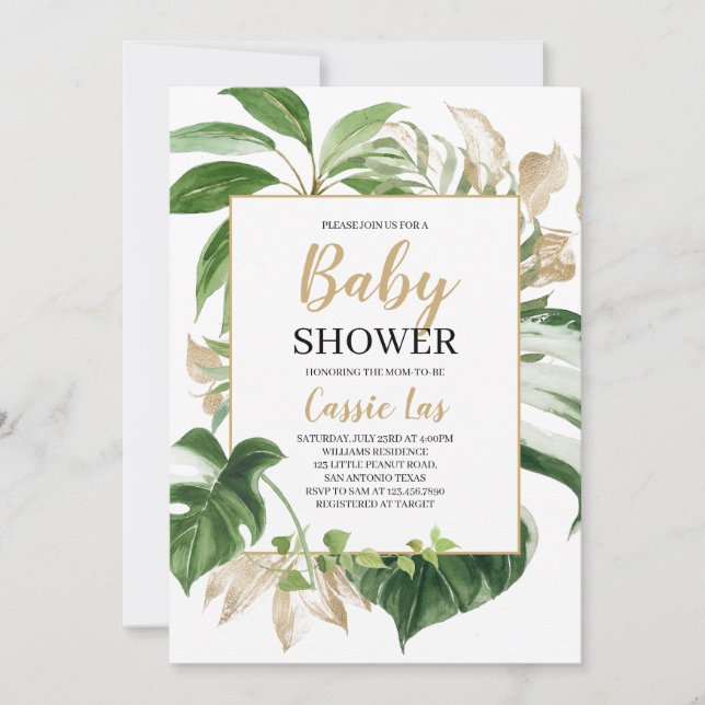 Tropical Baby Shower Inbjudningar (Framsida)