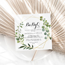 Tropical BabyQ Baby Shower Barbecue i Guld, geomet