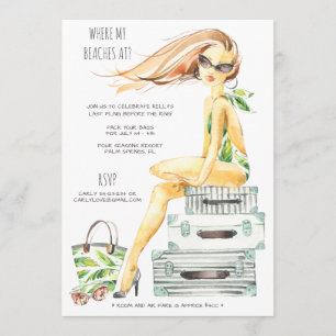 Tropical Bachelorette Beach Party Helg Inbjudningar
