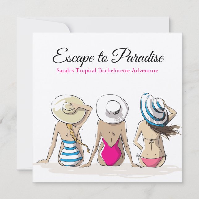 Tropical Bachelorette Inbjudningar (Framsida)