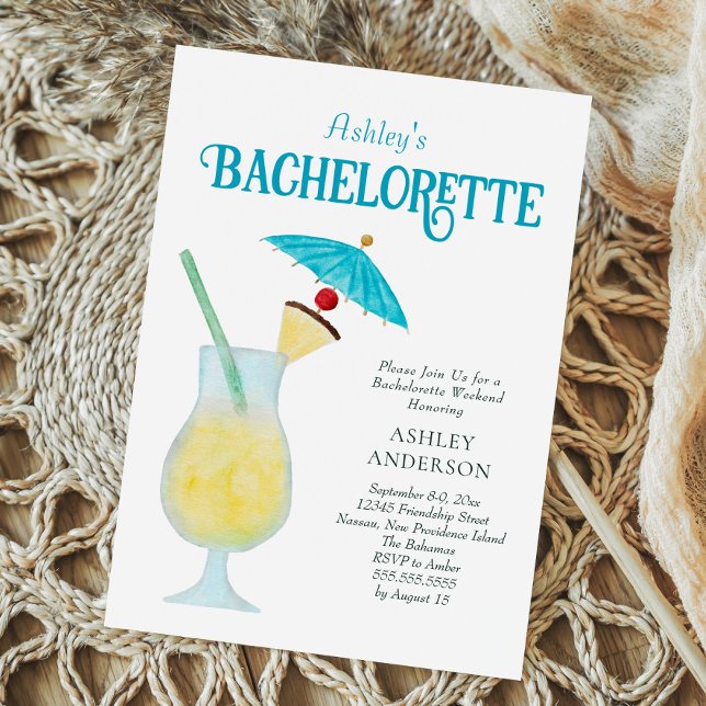 Tropical Bachelorette Party with Pina Colada Inbjudningar (Skapare uppladdad)