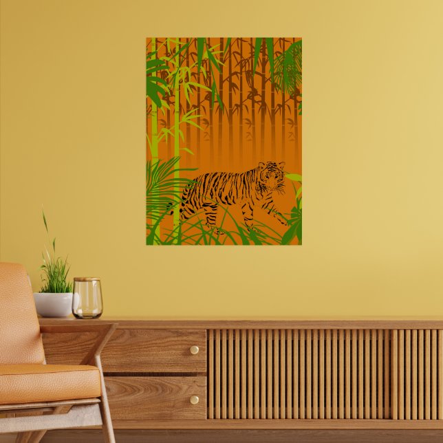 Tropical Bamboo och Leopard Poster (Vardagsrum 2)