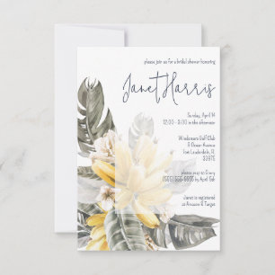 Tropical Banana Leaves Bridal Shower Inbjudningar