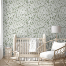 Tropical Banana Löv Line Art Sage Grönt