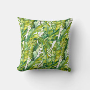 Tropical Banana Löv Watercolor Mönster Kudde