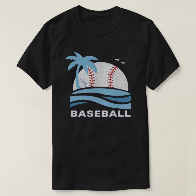 Tropical Baseball Palm Tree Summer Vacation T Shirt (Design framsida)