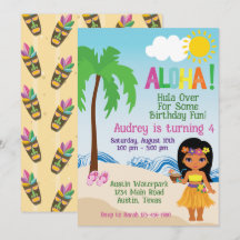 Tropical Beach Aloha Luau Birthday-inbjudan