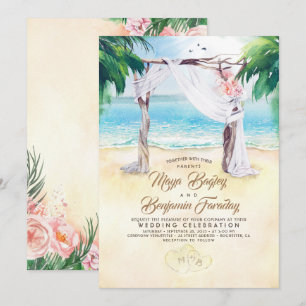 Tropical Beach Arbor Dreamy Summer Bröllop Inbjudningar