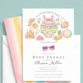 Tropical Beach Baby Shower Invitation Girl Inbjudningar