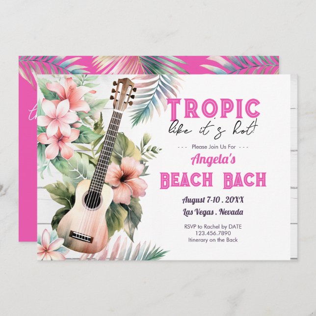 Tropical Beach Bachelorette Helg Inbjudningar (Fram/baksida)