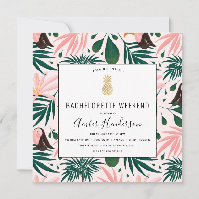 Tropical Beach Bachelorette Itinerary Inbjudningar (Framsida)