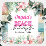 Tropical Beach Bachelorette Party Fyrkantigt Klistermärke<br><div class="desc">Vuxen: blommigten av den hawaiiska tropiska stranden. Beach Bachelorette</div>