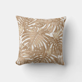 Tropical Beach Boho Brown White Handflatan Löv Kudde