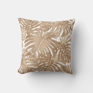 Tropical Beach Boho Brown White Handflatan Löv Kudde